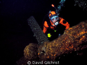 Diver examines the windlass on the sidewheeler 'Comet' ne... by David Gilchrist 